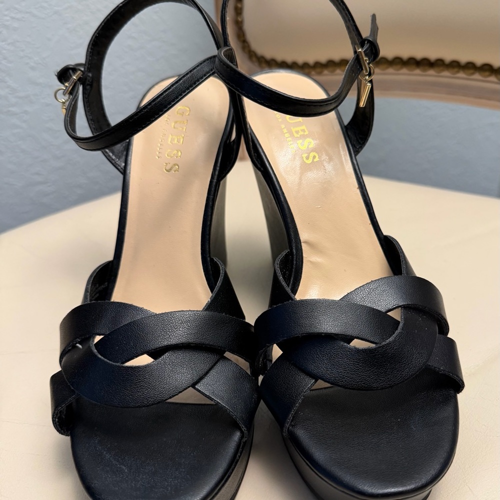 Guess Black Strappy Heels